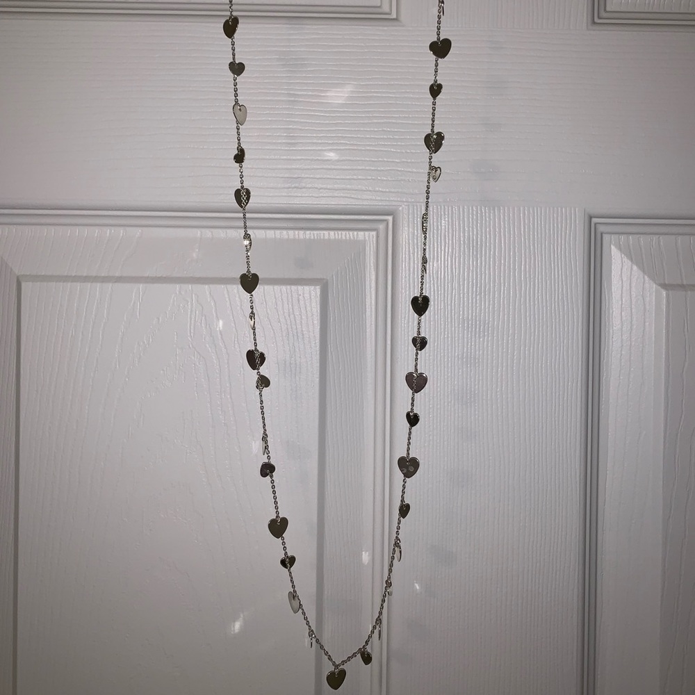 American eagle long silver heart necklace